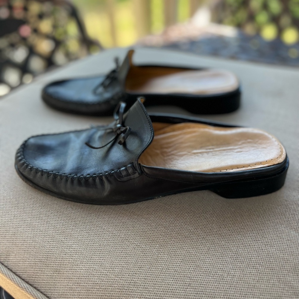 Cole Haan Country black leather mules